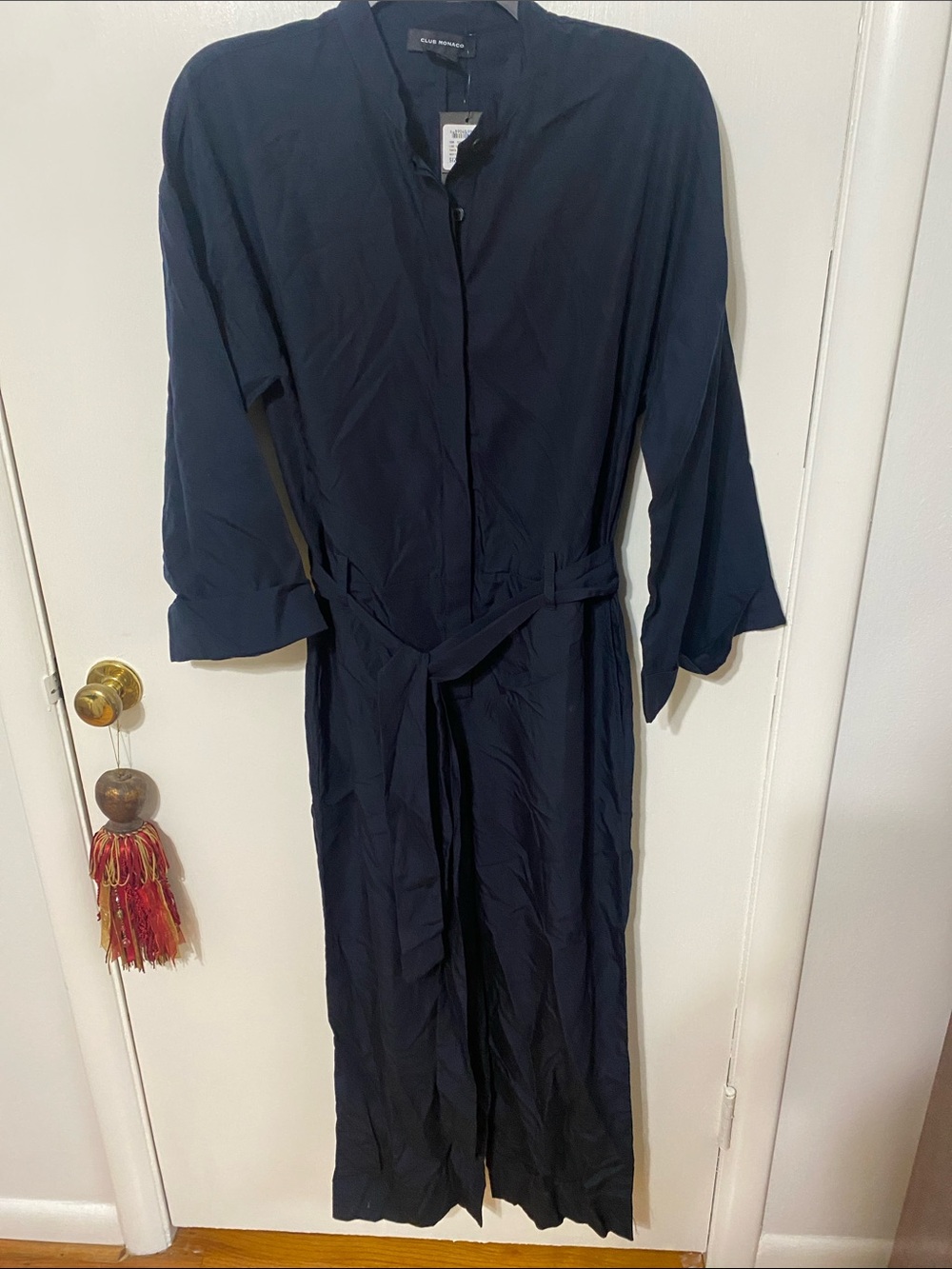 Club Monaco Navy Blue Wide-Leg Jumpsuit